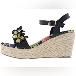 NWOT Patrizia FLYAWAY Sandals | Black Butterfly | EU 37 / US 6.5-7